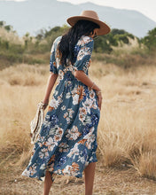 Load image into Gallery viewer, Women Short Sleeve Floral Maxi Dress
