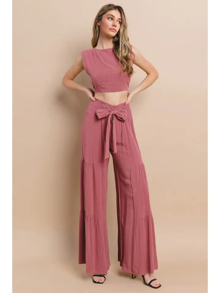 Boho Wide Leg Linen Palazzo Pants