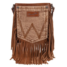 Load image into Gallery viewer, Wrangler Leather Fringe Jean Denim Pocket Crossbody
