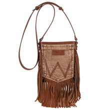 Load image into Gallery viewer, Wrangler Leather Fringe Jean Denim Pocket Crossbody
