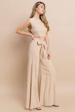 Load image into Gallery viewer, BOHO WIDE LEG LINEN PALAZZO PANTS WITH WAIST SASH
