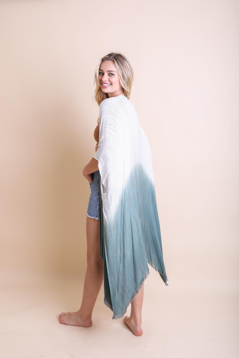 Feelin' Good Ombre Vertical Multicolor Stitched Kimono