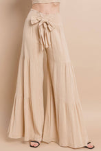 Load image into Gallery viewer, BOHO WIDE LEG LINEN PALAZZO PANTS WITH WAIST SASH
