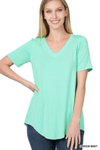 Load image into Gallery viewer, Luxe Rayon Short Sleeve V-Neck Hi-Low Hem
