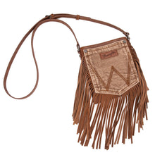 Load image into Gallery viewer, Wrangler Leather Fringe Jean Denim Pocket Crossbody
