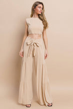 Load image into Gallery viewer, BOHO WIDE LEG LINEN PALAZZO PANTS WITH WAIST SASH
