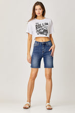 Load image into Gallery viewer, High Rise Raw Hem Mid Thigh Short
