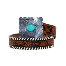 Load image into Gallery viewer, Grave Brown Hand-Tooled Leather Belt
